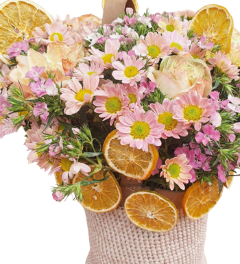 çiçek, papatya aranjmanı, örgü sepet çiçek, modern hediye