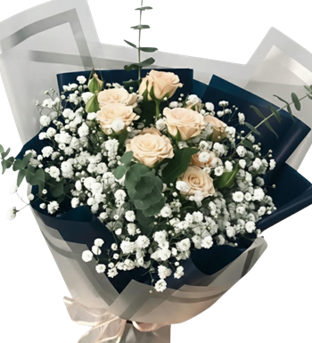 somon gül buketi, cipso buket, tasarım çiçek, gül siparişi