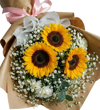ayçiçeği buketi, modern çiçek, krc çiçek, hediye çiçek