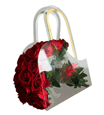 çanta çiçek,kutuda gül,akrilik çiçek,modern çiçek,gül çanta