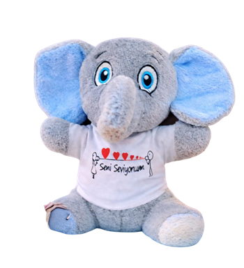 Seni Seviyorum Tişörtlü Peluş Oyuncak Fil
