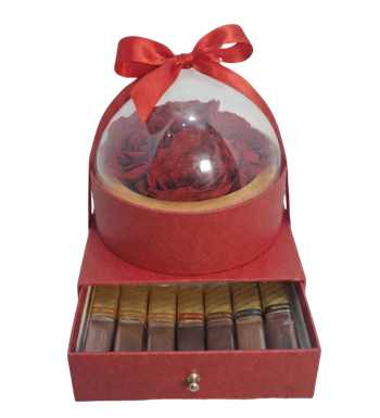 kutuda gül, çikolatalı çiçek, kırmızı gül seti