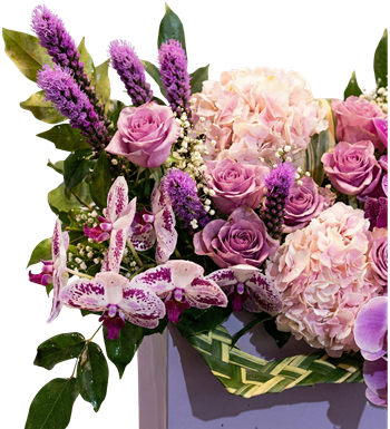 mor leylak kutu aranjman