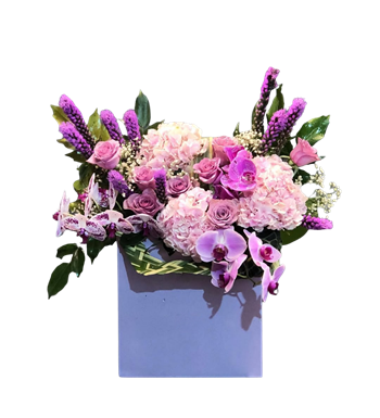 mor leylak kutu aranjman