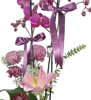 mor orkide, pembe lilyum,mor krizantem, maslak çiçek sipariş