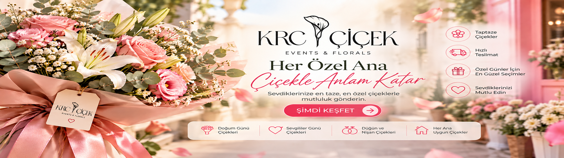İstanbul içi aynı gün teslimatlı lüks beyaz gül, ortanca ve orkide aranjmanı - KRC Çiçek özel tasarım butik çiçek.