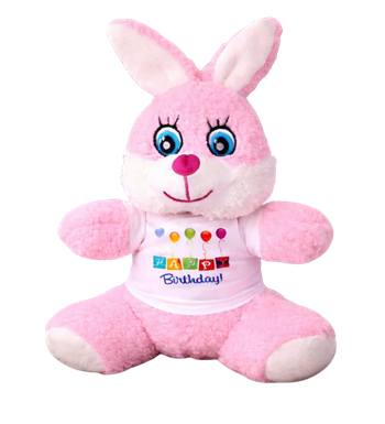 Happy Birthday Tişörtlü Peluş Tavşan