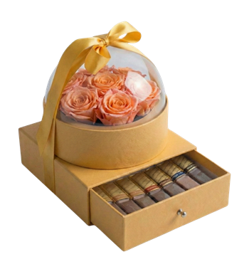 gül kutusu, çikolatalı çiçek, kubbeli gül